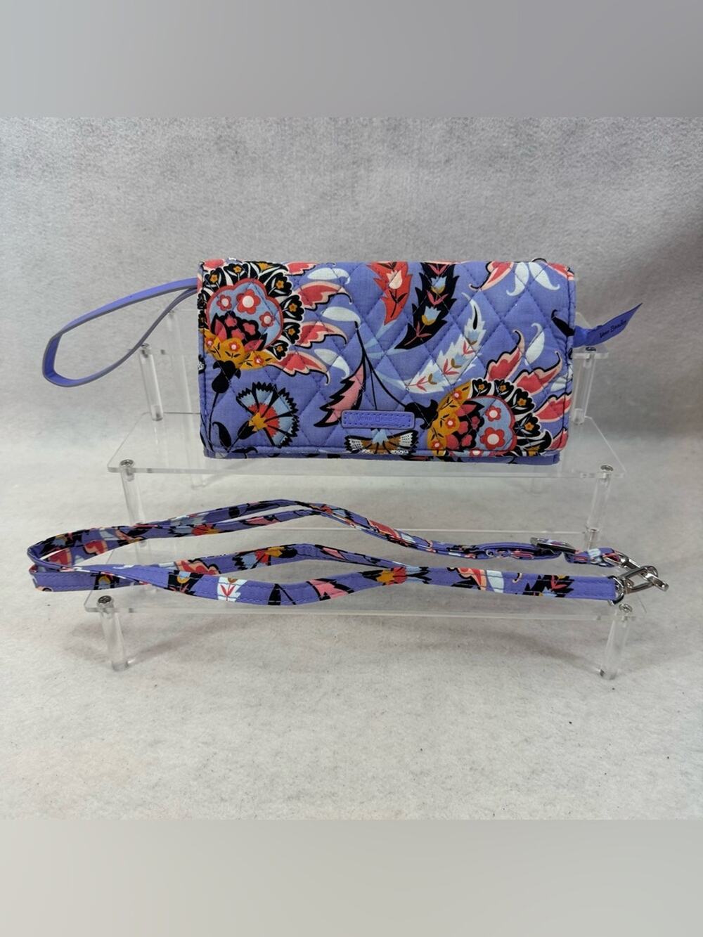 Vera Bradley RFID Wallet Crossbody Clutch Wristlet Mural Garden Detachable Strap
